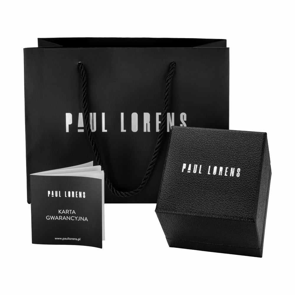 Men's watch Paul Lorens LARGO - DUAL TIME - DATE - leather + ENGRAVING Packaging status original