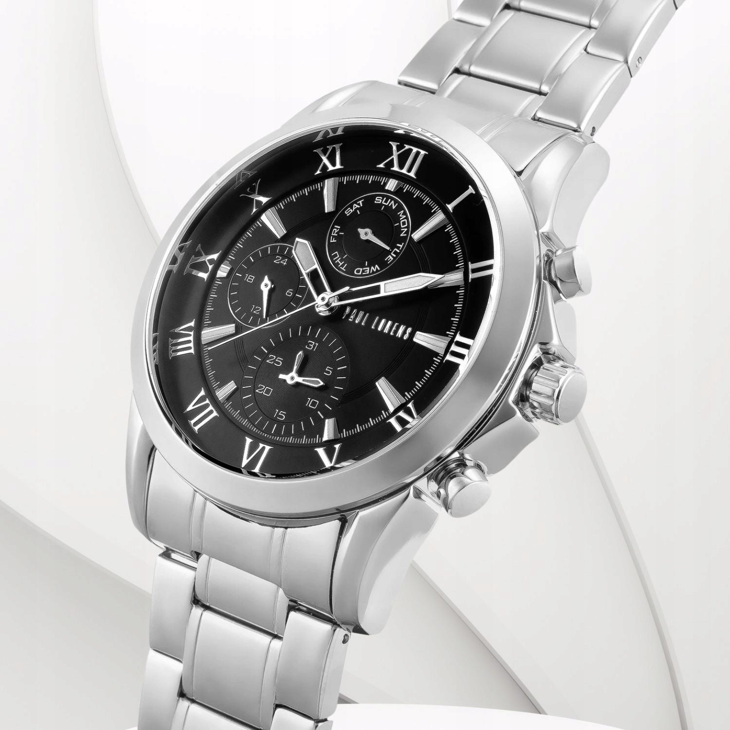Men's watch Paul Lorens NEXTON multi-date SILVER stylish BOX+ ENGRAVING EAN (GTIN) 5905258711690