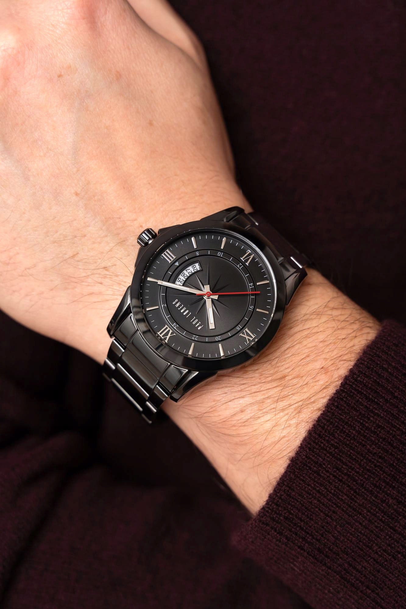 Men's watch Paul Lorens TRISTOR with date - steel bracelet ENGRAVING Packaging status original