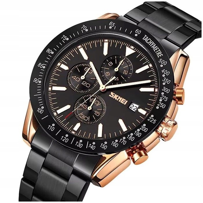 Men's watch SKMEI analog steel bracelet date chronograph Brand Skmei