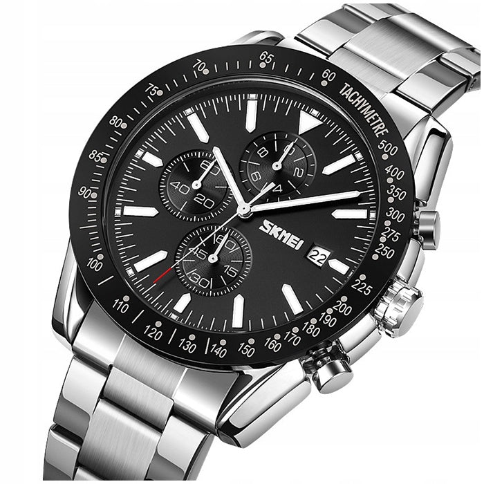 Men's watch SKMEI analog steel bracelet date chronograph Packaging status original