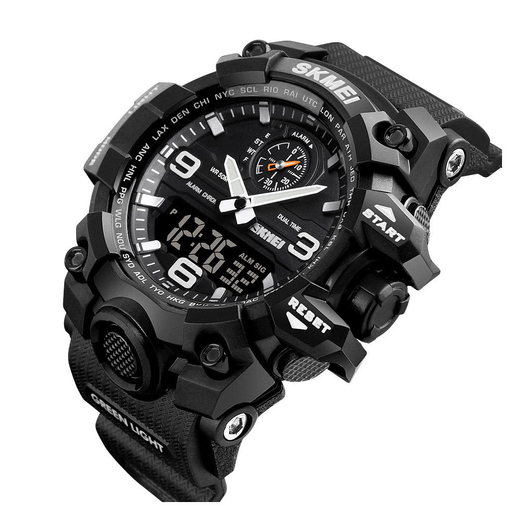 Men's watch SKMEI analog strap electronic black multifunctional Brand Skmei