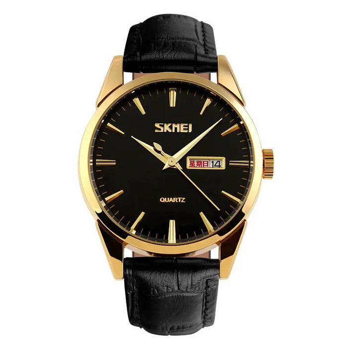 Men's watch SKMEI analog strap leather classic date Brand Skmei