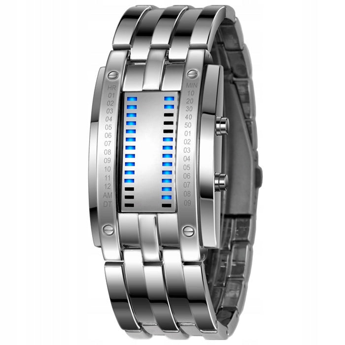 Men's watch SKMEI binary bracelet black silver