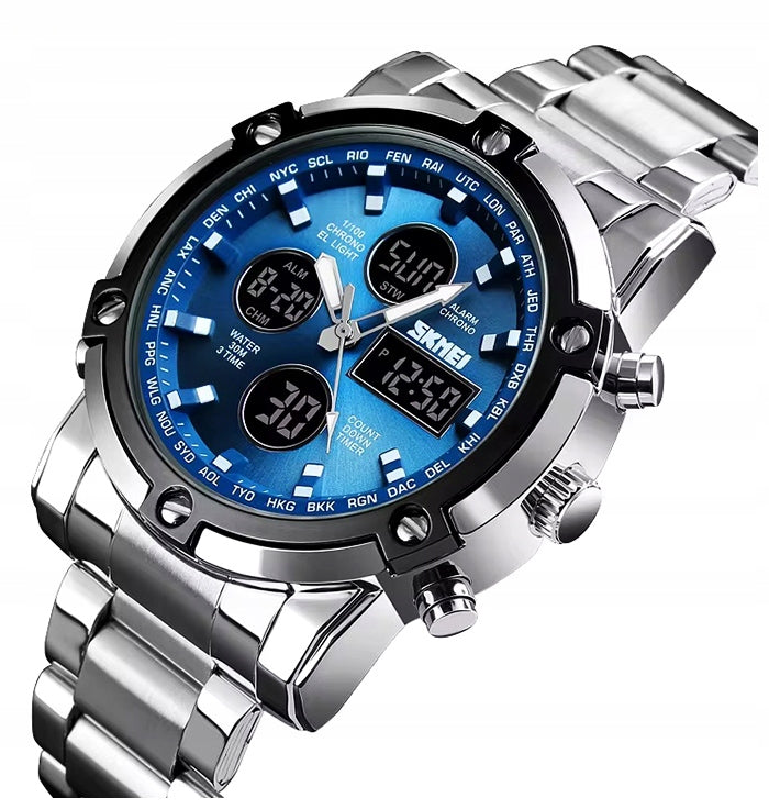 Men's watch / SKMEI / bracelet / silver / black / gold / 12/24 h