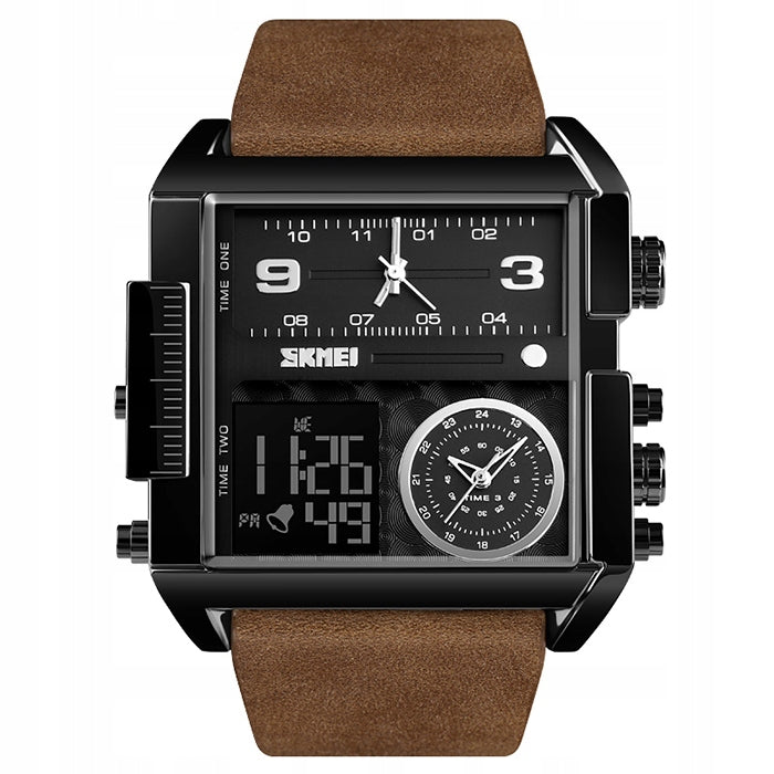 Men's watch SKMEI brown black strap large dial Packaging status original