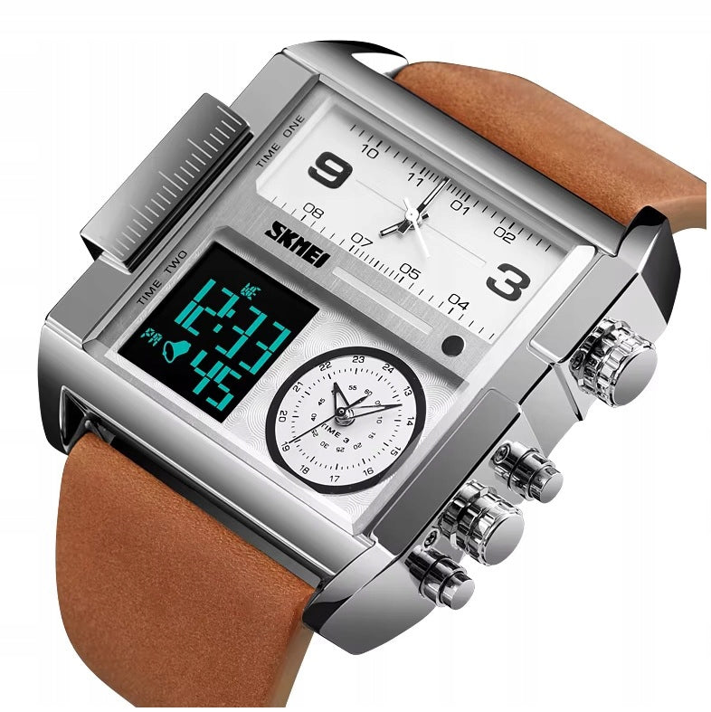 Men's watch SKMEI brown black strap large dial