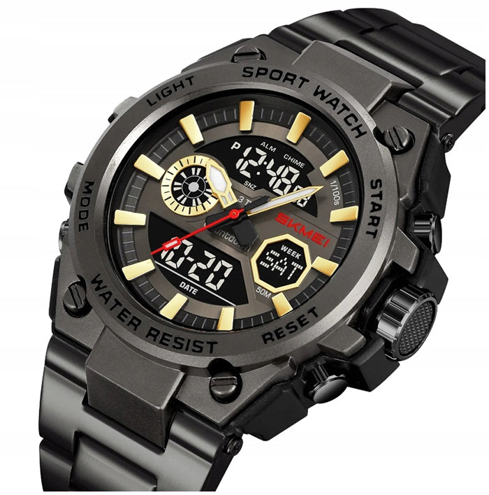 Men's watch SKMEI electronic bracelet silver black multifunctional Brand Skmei