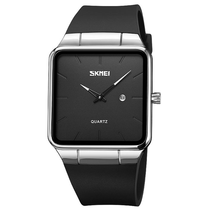 Men's watch SKMEI rubber analog strap date rectangular dial