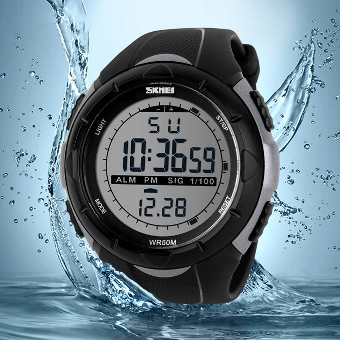 Men's watch SKMEI rubber electronic strap black large readable dial Brand Skmei