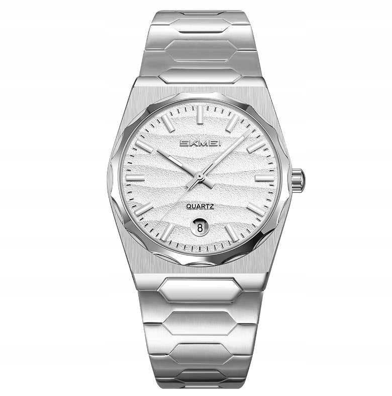 Men's watch SKMEI silver analog date bracelet elegant