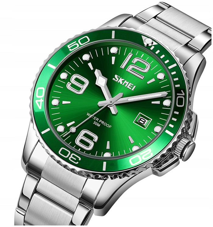 Men's watch SKMEI silver bracelet analog date Packaging status original