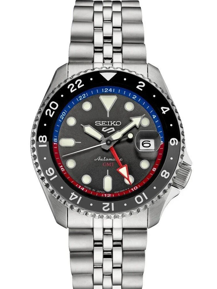 Men's watch Seiko automatic steel bracelet silver black