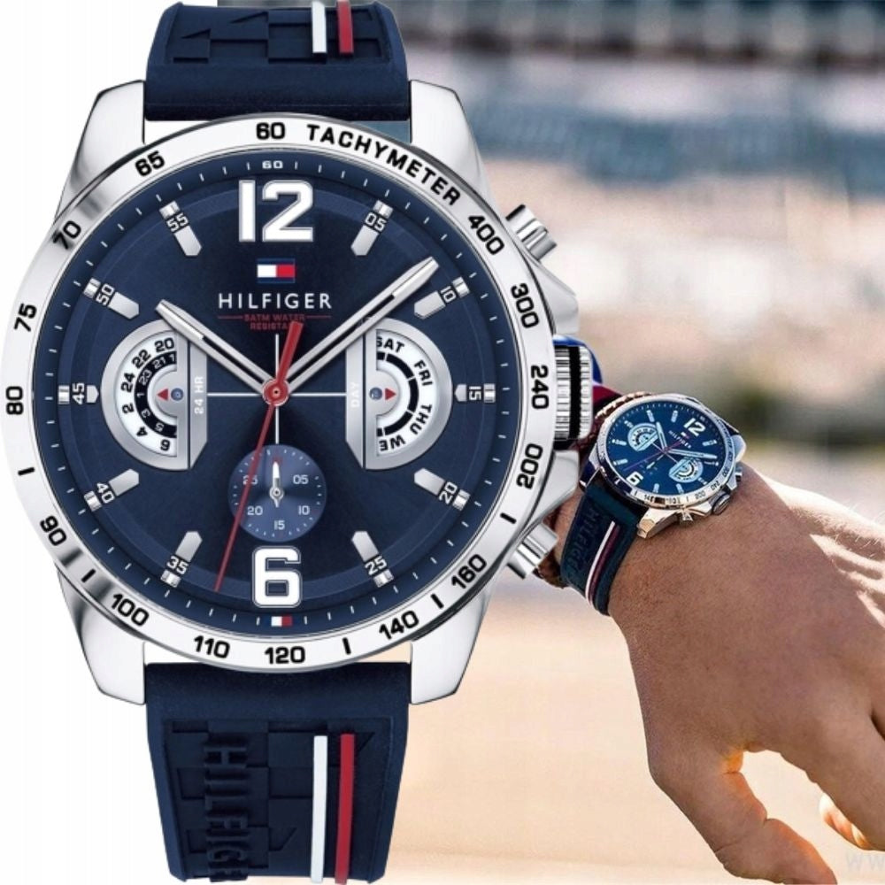 Men's watch Tommy Hilfiger 1791476 Decker silver on blue strap