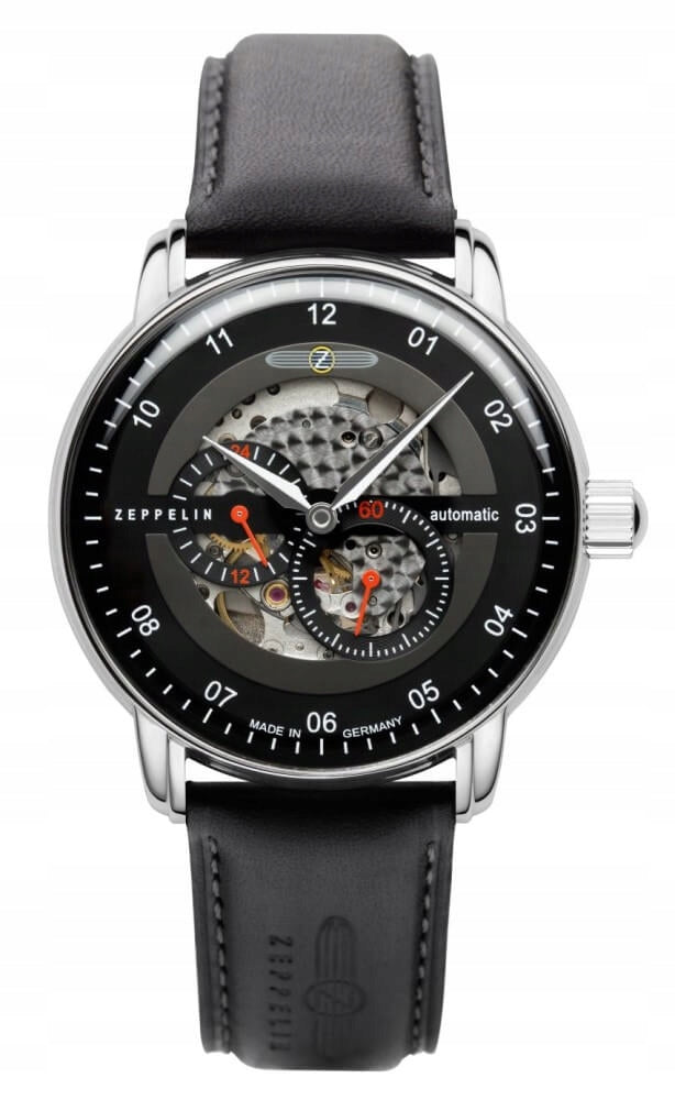 Men's watch ZEPPELIN 8664-2 black classic skeleton Brand Zeppelin