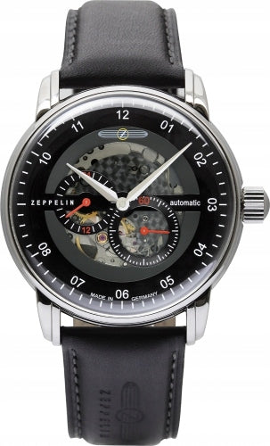 Men's watch ZEPPELIN 8664-2 black classic skeleton