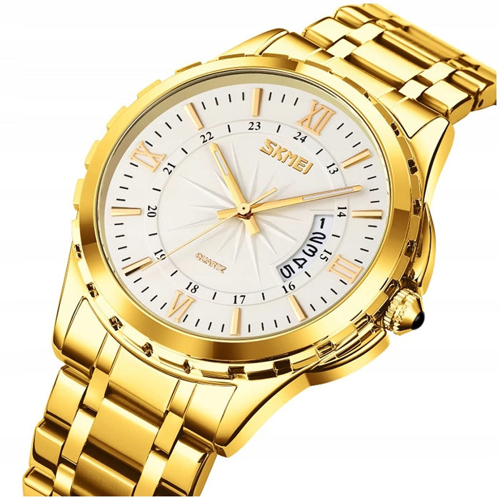 Men's watch / bracelet / silver / gold / readable dial / date Brand Skmei