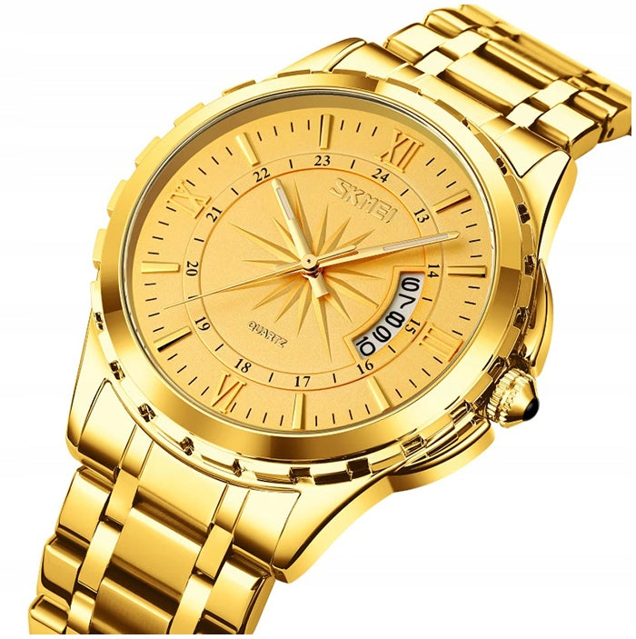 Men's watch / bracelet / silver / gold / readable dial / date Packaging status original