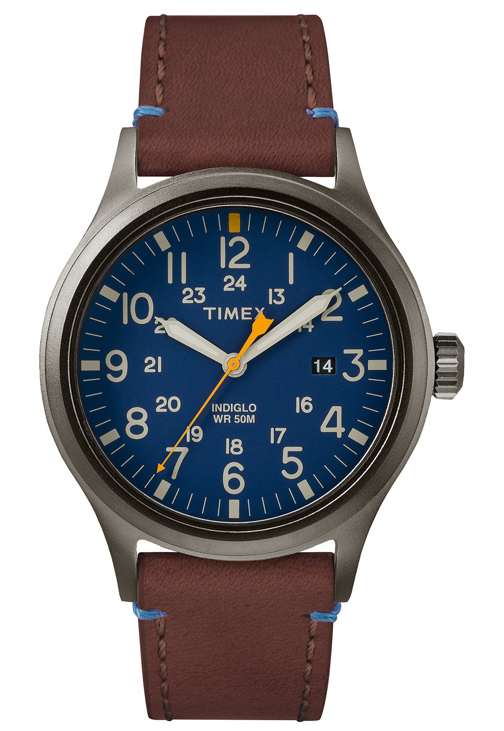 Men's watch on brown strap TIMEX waterproof readable with backlight