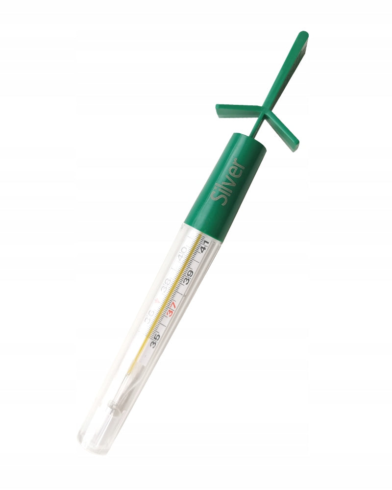 Mercury-free thermometer, hypoallergenic glass Sanity Silver