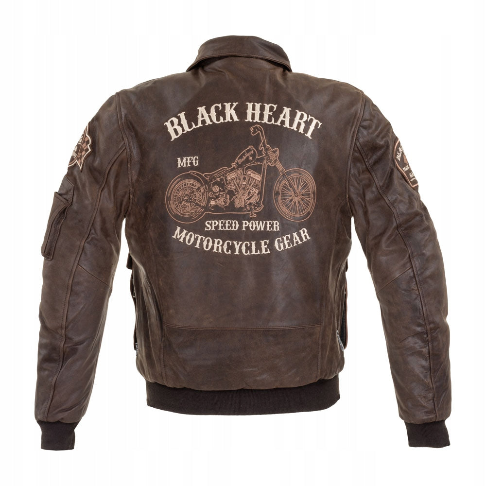 Herren-Lederjacke W-TEC Black Heart Bomber - Vintage Brown 6XL