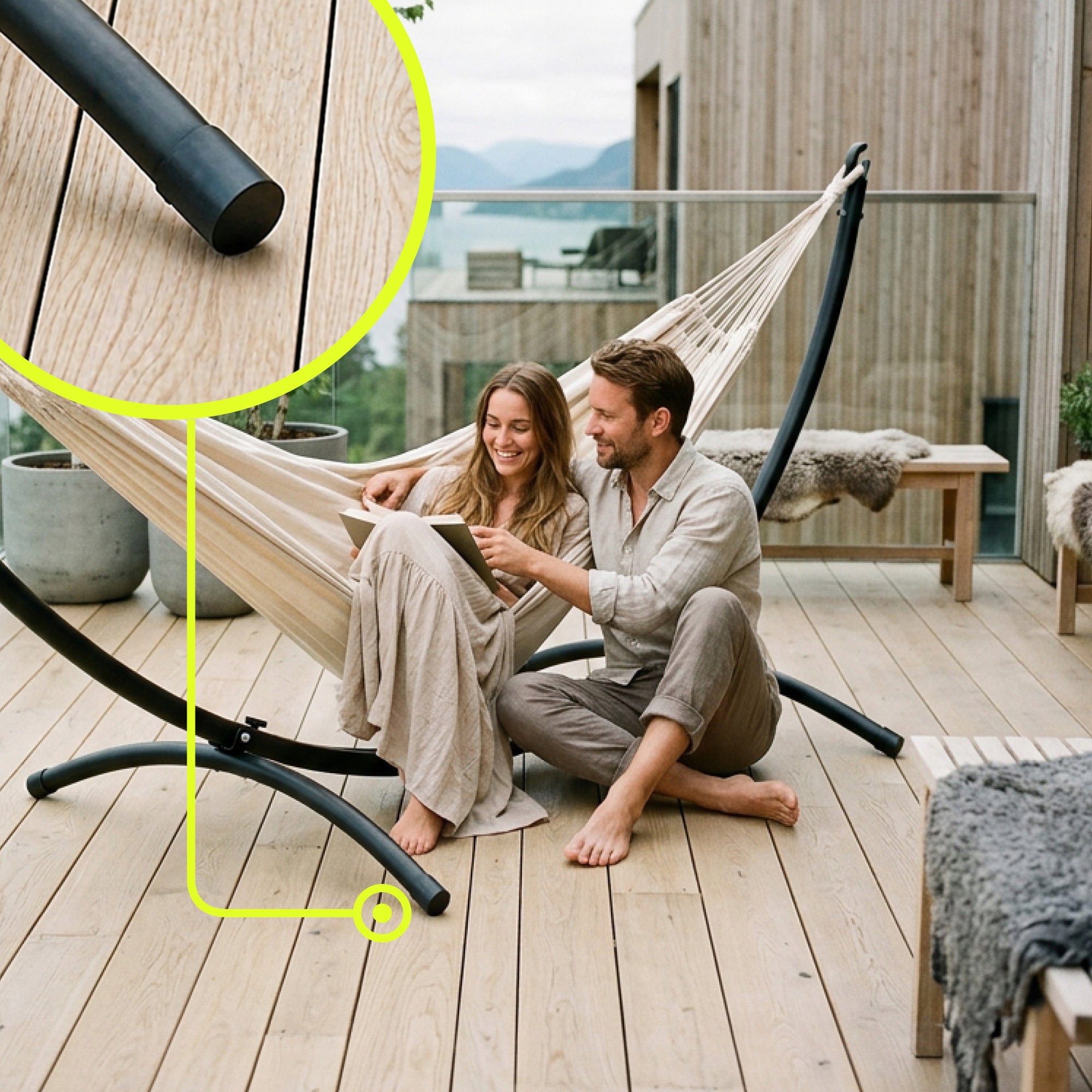 Metal Hammock Frame, Sturdy Garden Hammock Stand - Arched Material width 150 cm