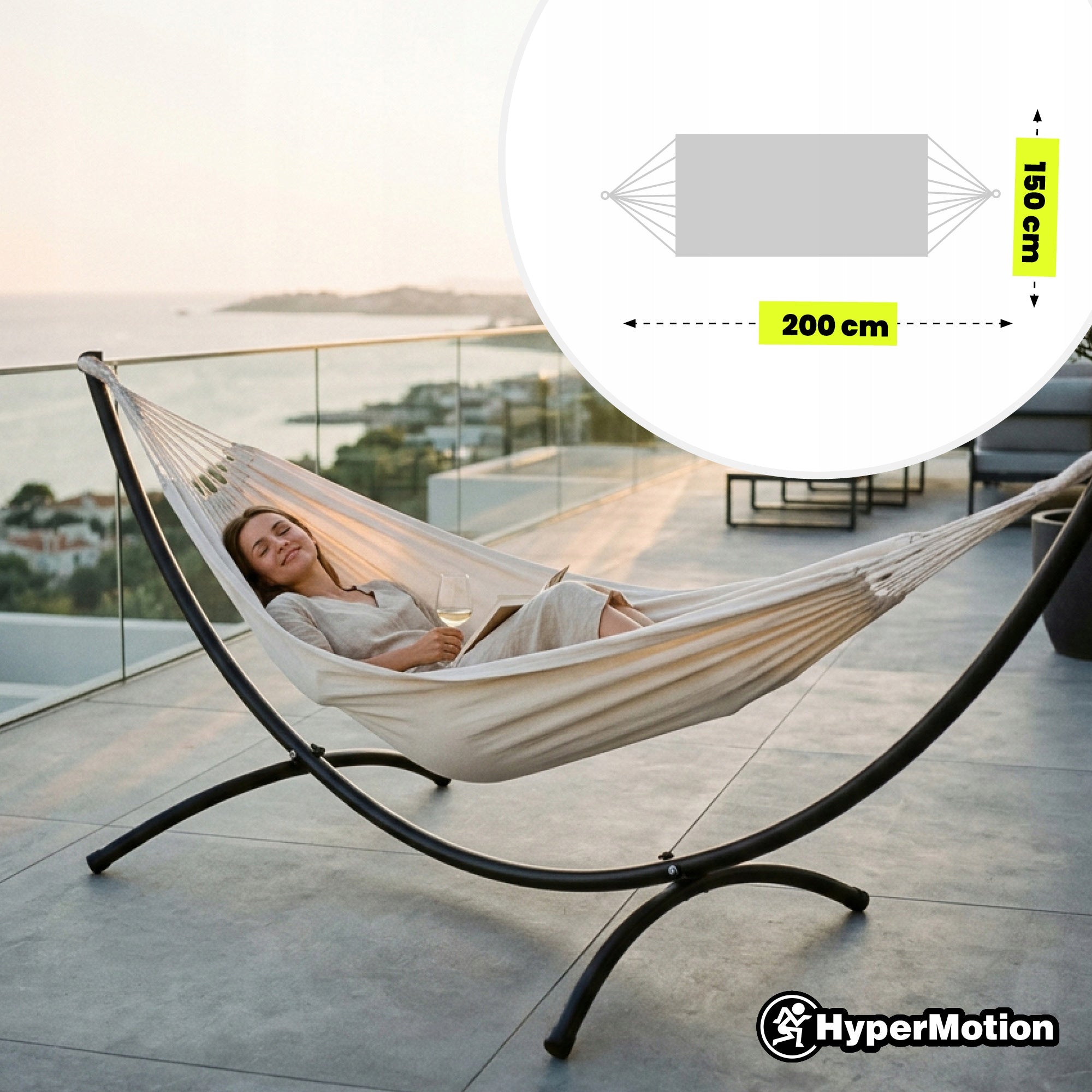 Metal Hammock Frame, Sturdy Garden Hammock Stand - Arched Total length 300 cm