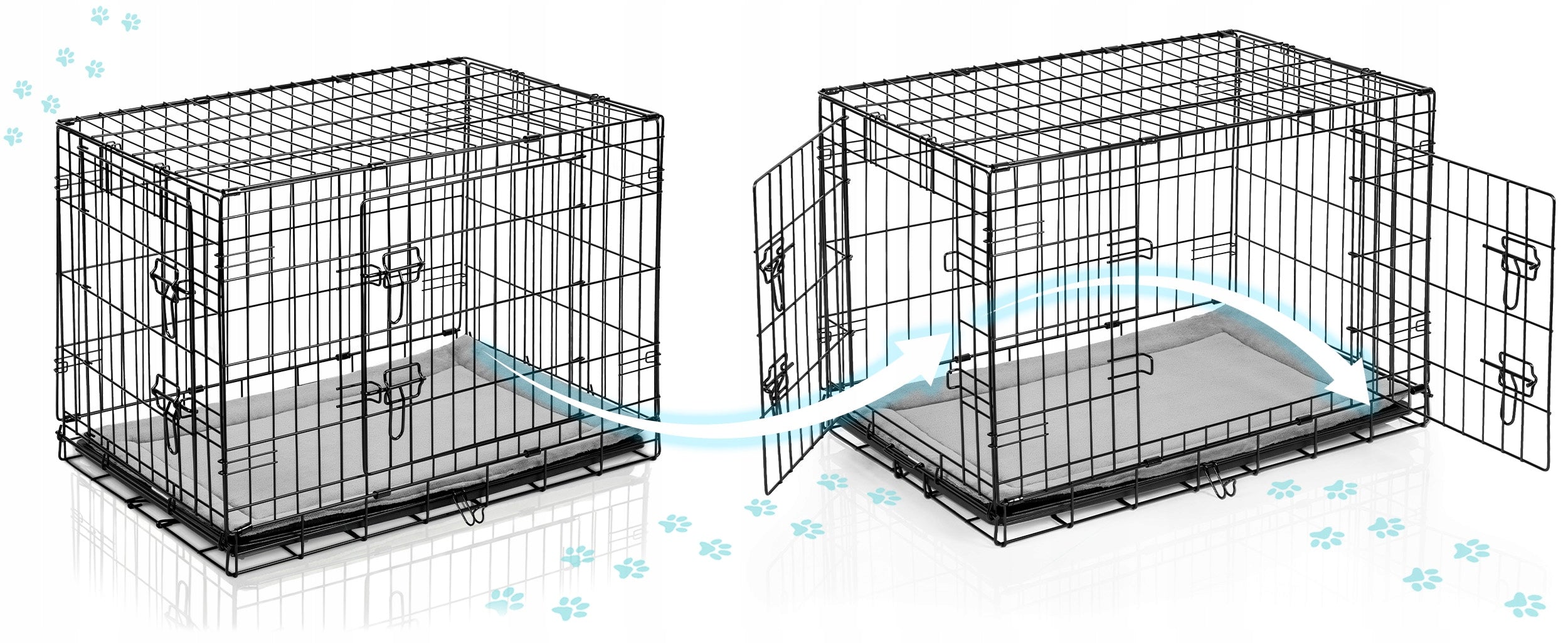 Metal Kennel Cage Dog Transporter 75x45x54 Bed freebie Length 75.5 cm