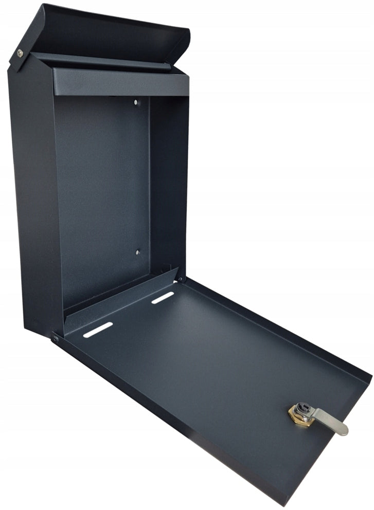 Metal Postal Letterbox- YORK - Anthracite Mat RAL 7016 - EN Brand Metalbud.eu