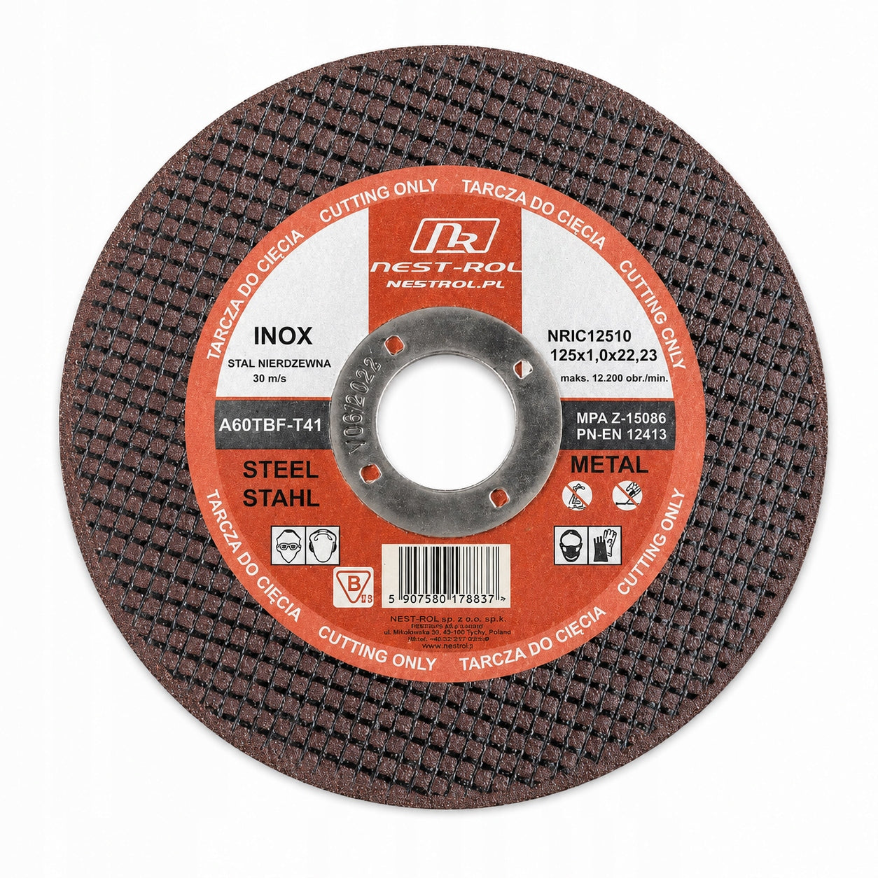 Metal cutting disc steel INOX reinforced 125x1 mm Premium Nest Rol Manufacturer code 5907580178837