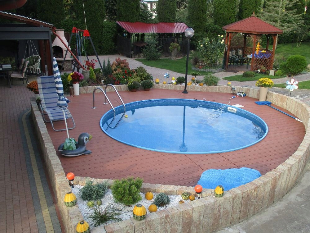 Metal pool 4x1,5 m professional installation of high quality accessories. Color blue