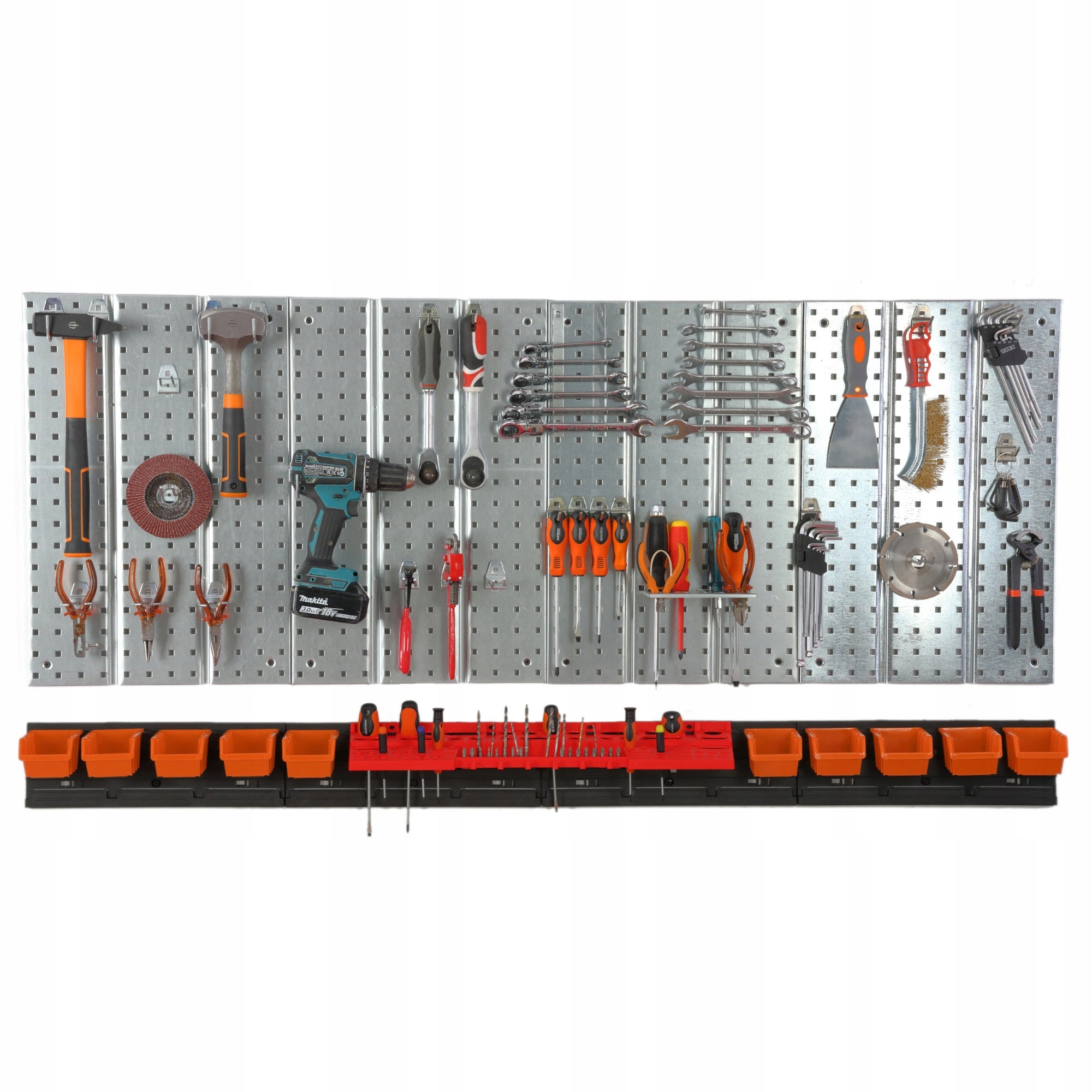 Metal tool board 1560 x 713 mm wall 10 cuvettes workshop garage Additional features hangable