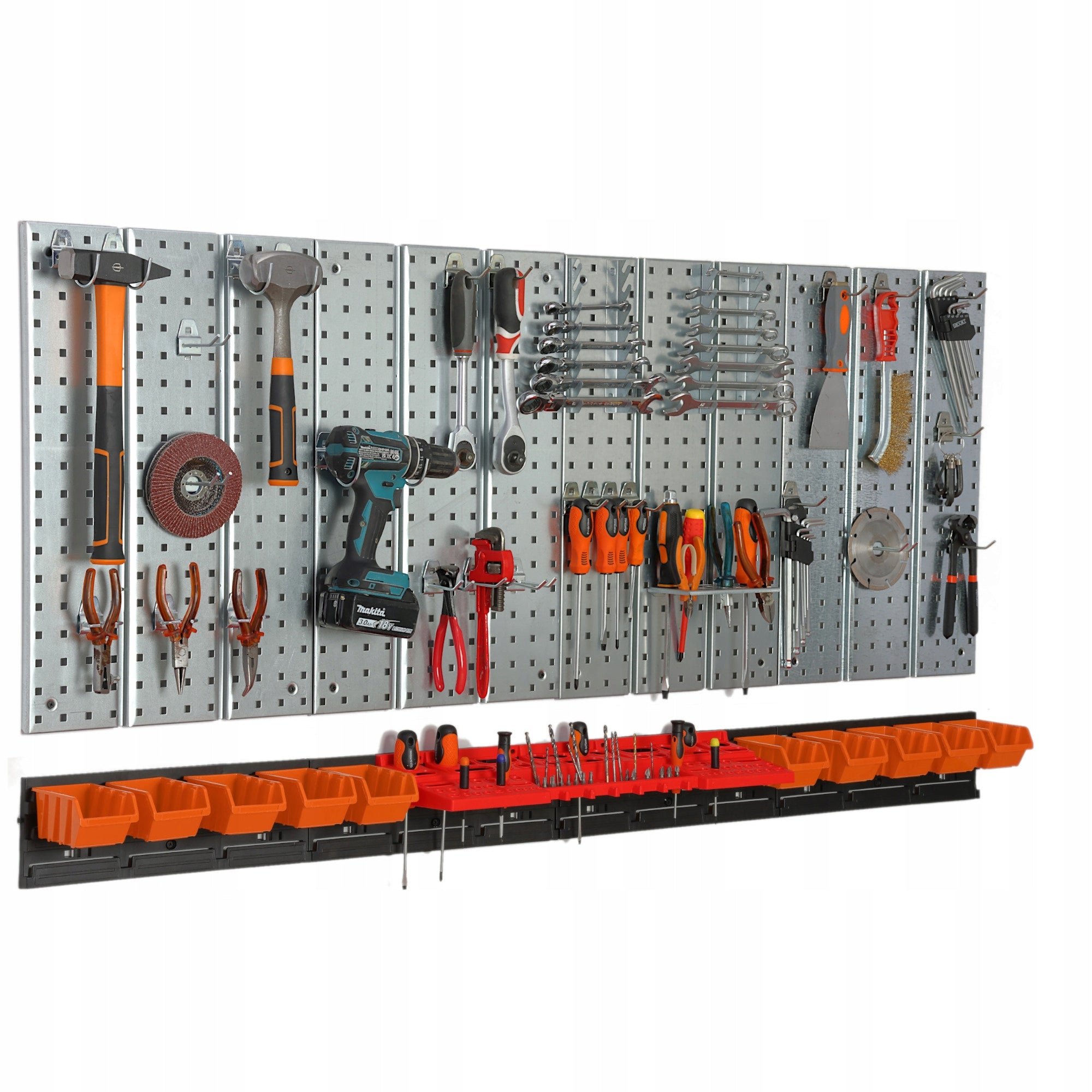 Metal tool board 1560 x 713 mm wall 10 cuvettes workshop garage