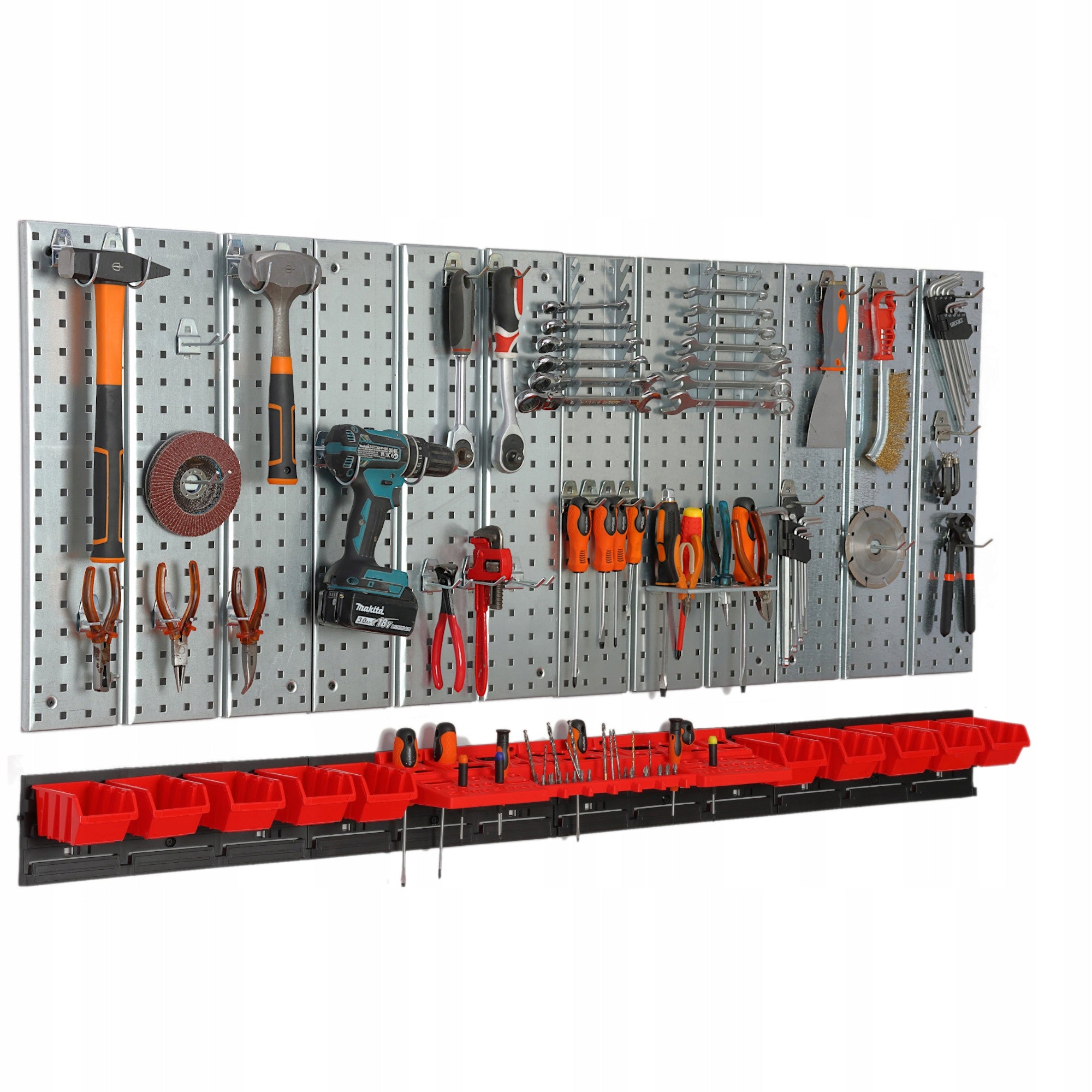 Metal tool board 1560 x 713 mm wall 10 cuvettes workshop garage