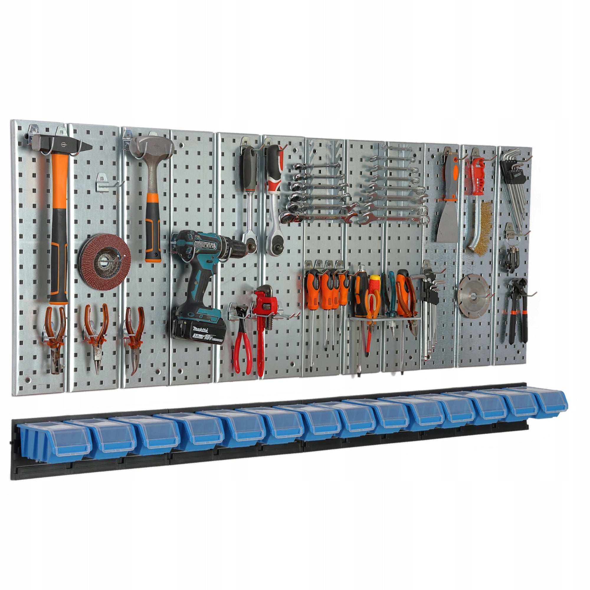 Metal tool board 1560 x 713 mm wall 14 cuvettes workshop garage