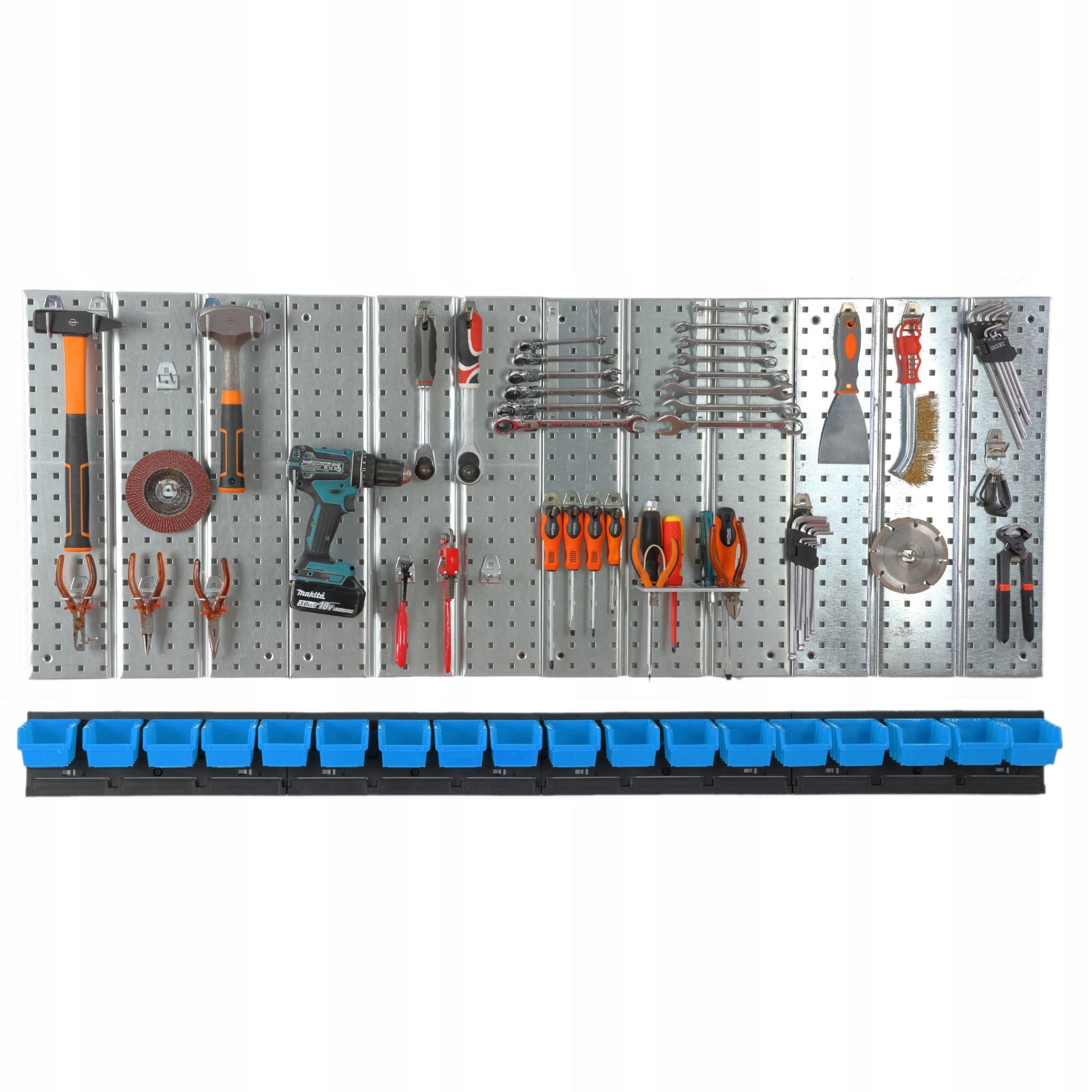 Metal tool board 1560 x 713 mm wall 18 cuvettes workshop garage Additional features hangable