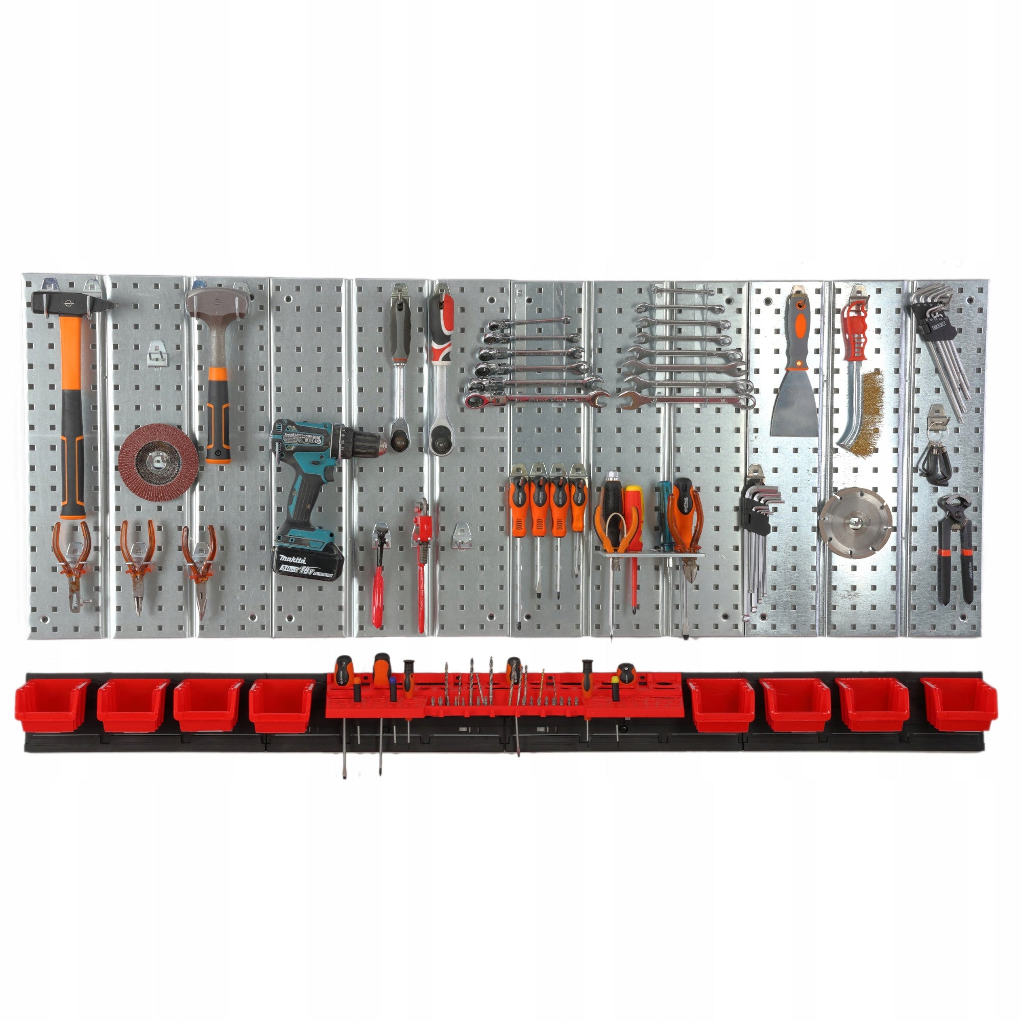 Metal tool board 1560 x 713 mm wall 8 cuvettes garage workshop Additional features hangable