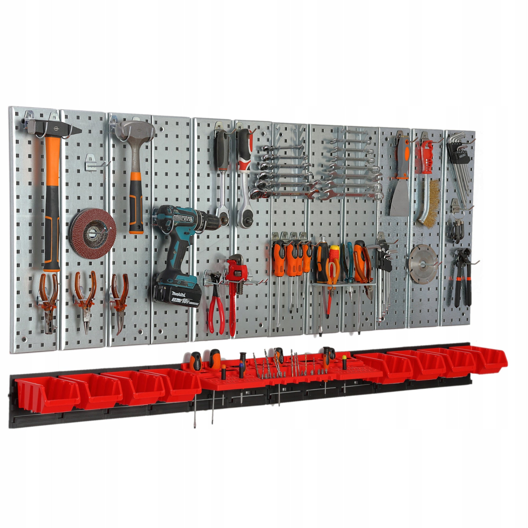 Metal tool board 1560 x 713 mm wall 8 cuvettes garage workshop