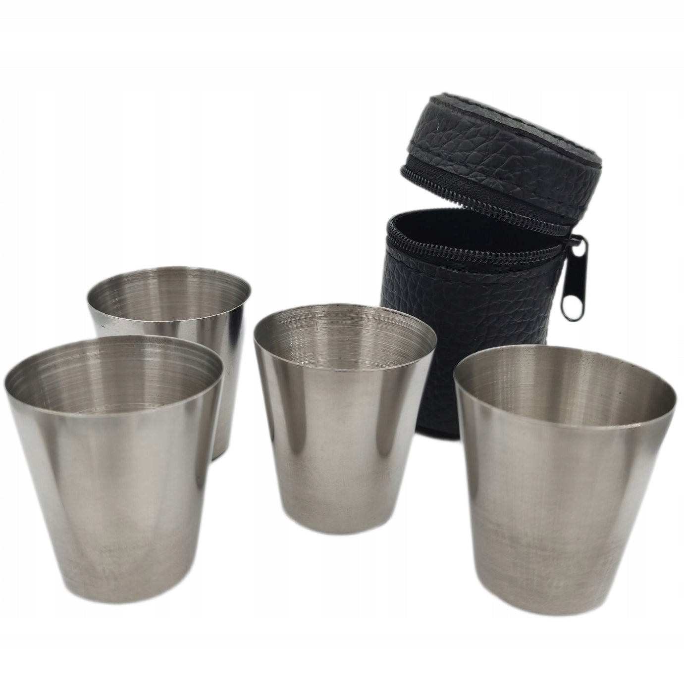 Metal travel glasses 80ml 4 pcs set in case travel cups