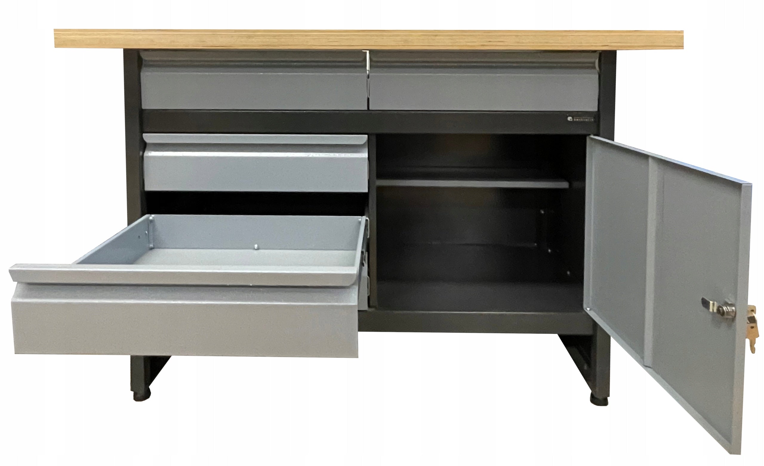 Metal workbench 120 x 60 cm with drawers, work cabinet Product height 83 cm