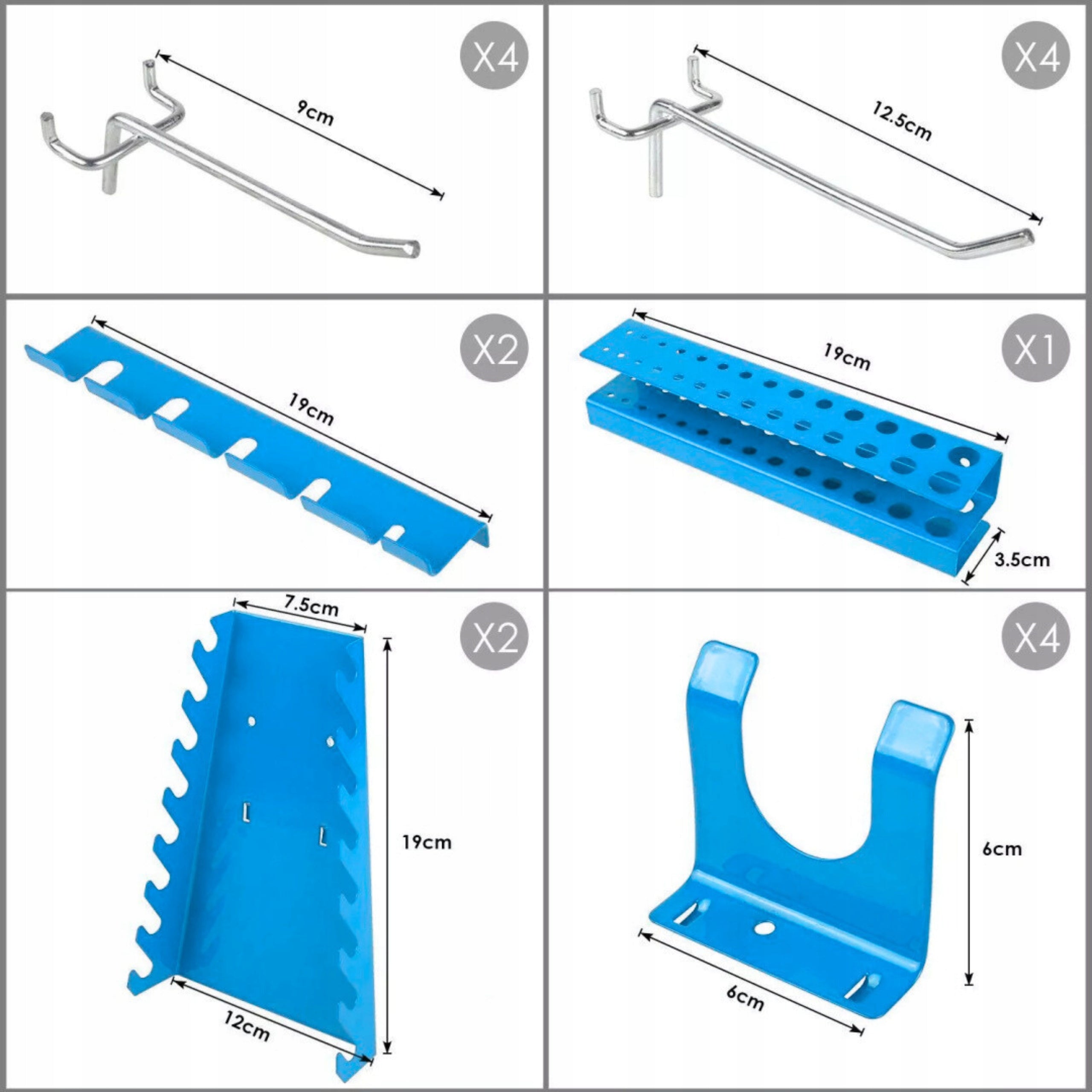 Metal workshop tool board 120x60 cm with 25 handles for Garage Brand Bituxx