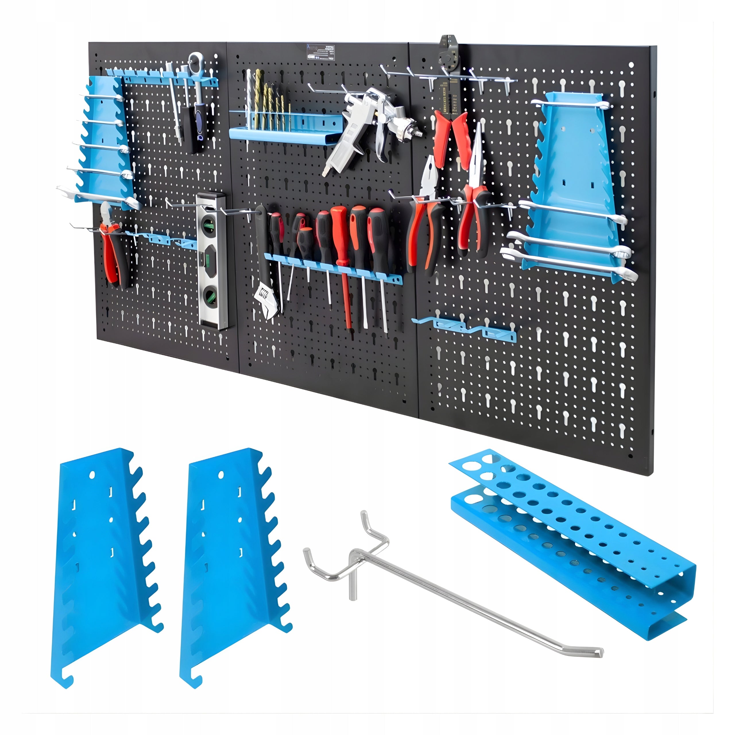 Metal workshop tool board 120x60 cm with 25 handles for Garage