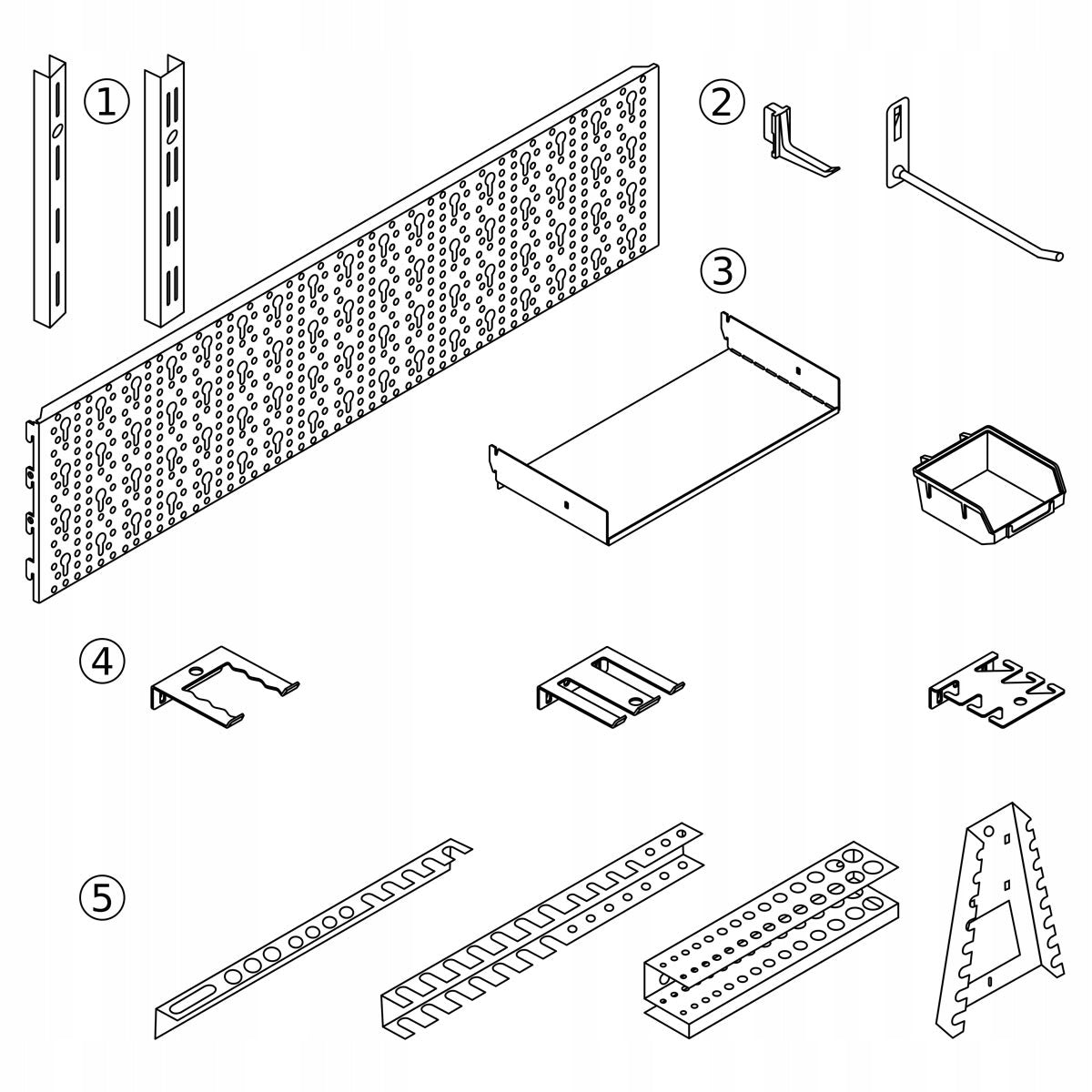 Metal workshop tool board HDP Element System 80x40cm white Manufacturer code 48600521