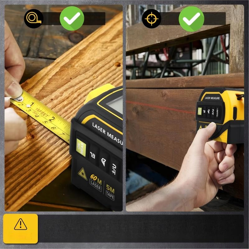 Meter Measure Expandable 500cm Digital Laser Rangefinder 60m Level 3in1 Power supply rechargeable battery