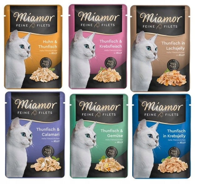 Miamor Filets Mix of flavors Fillets in jelly 6x 100g for cat Fillet Packaging status original