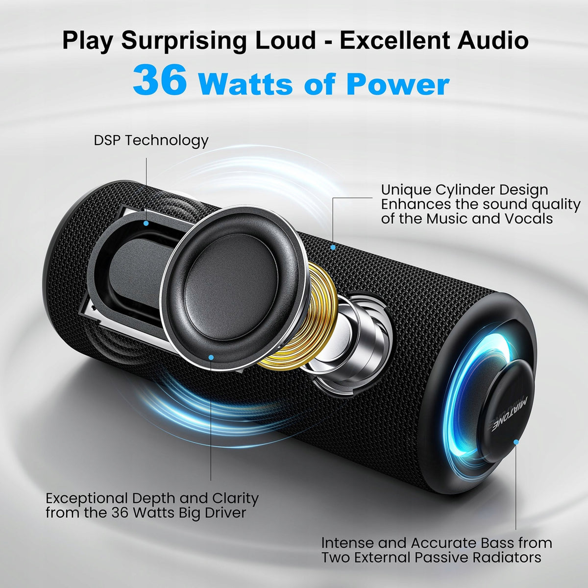 Miatone Waterproof Bluetooth Speaker BOOMBOX PRO IPX7 30W TWS RGB - Black Brand no brand