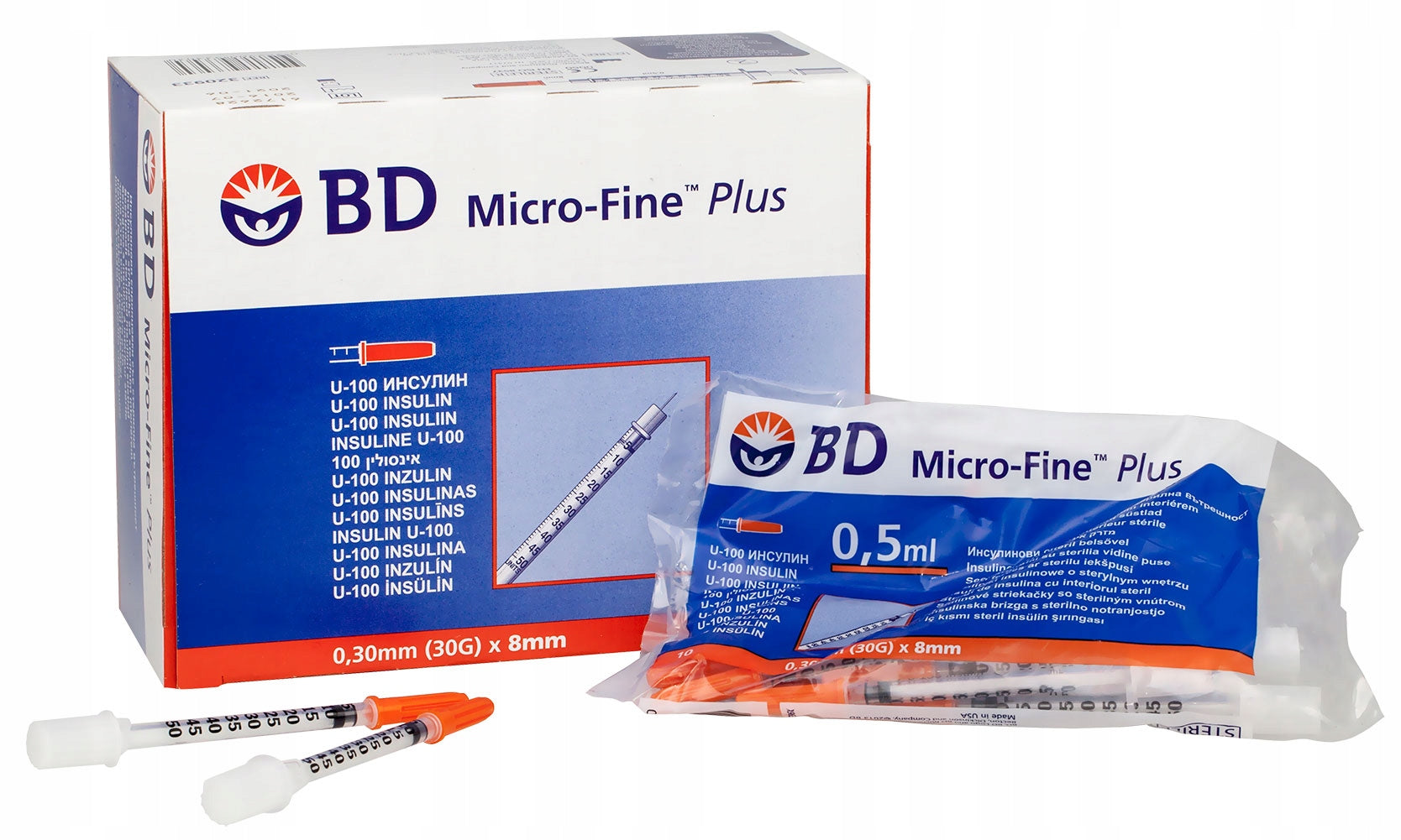 Micro-Fine Insulin Syringes 0,5ml 30G 0,3x8mm 100pcs