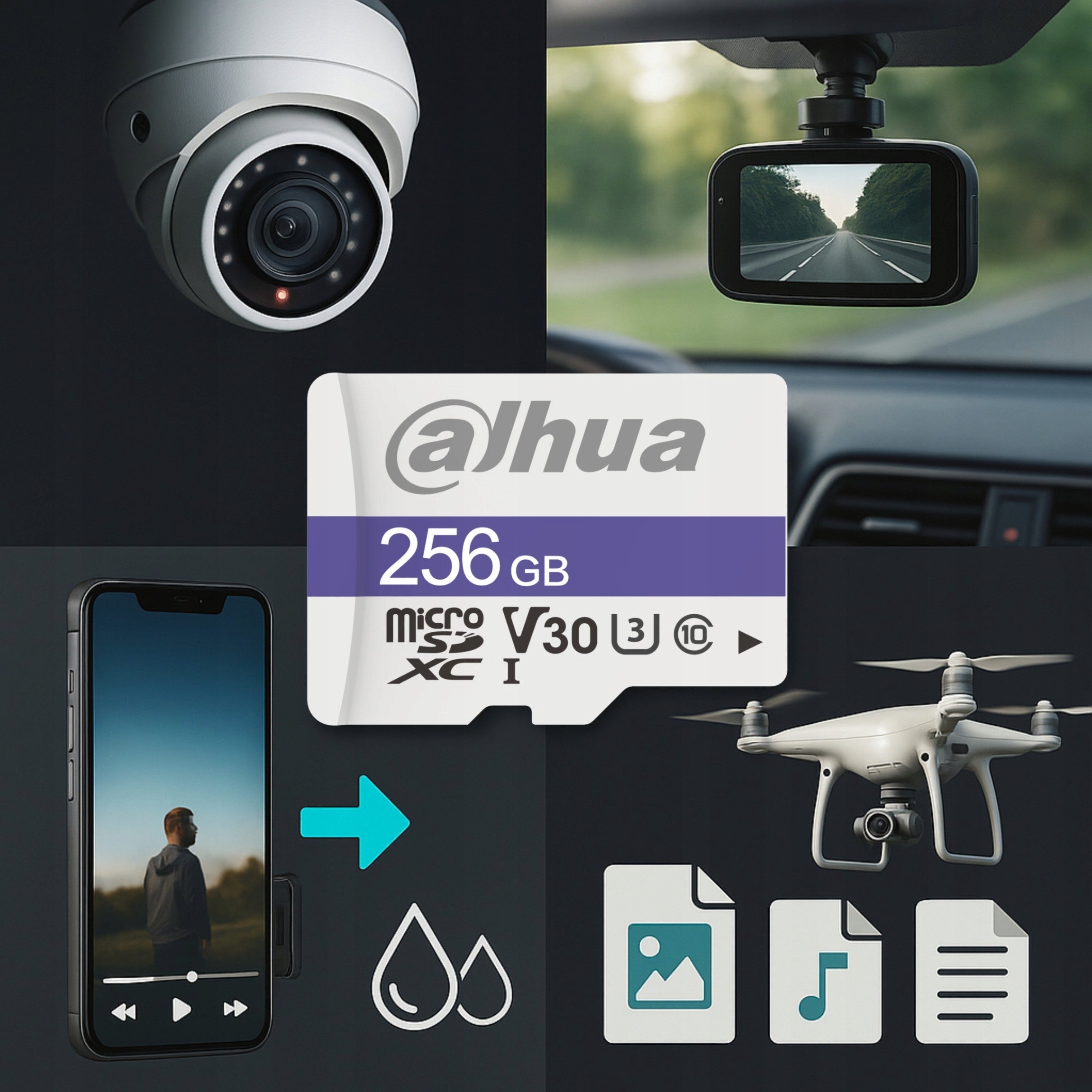 Micro SD Memory Card Dahua TF-C100/256GB UHS-I SDXC for WiFi IP CCTV Cameras Model TF-C100/256GB