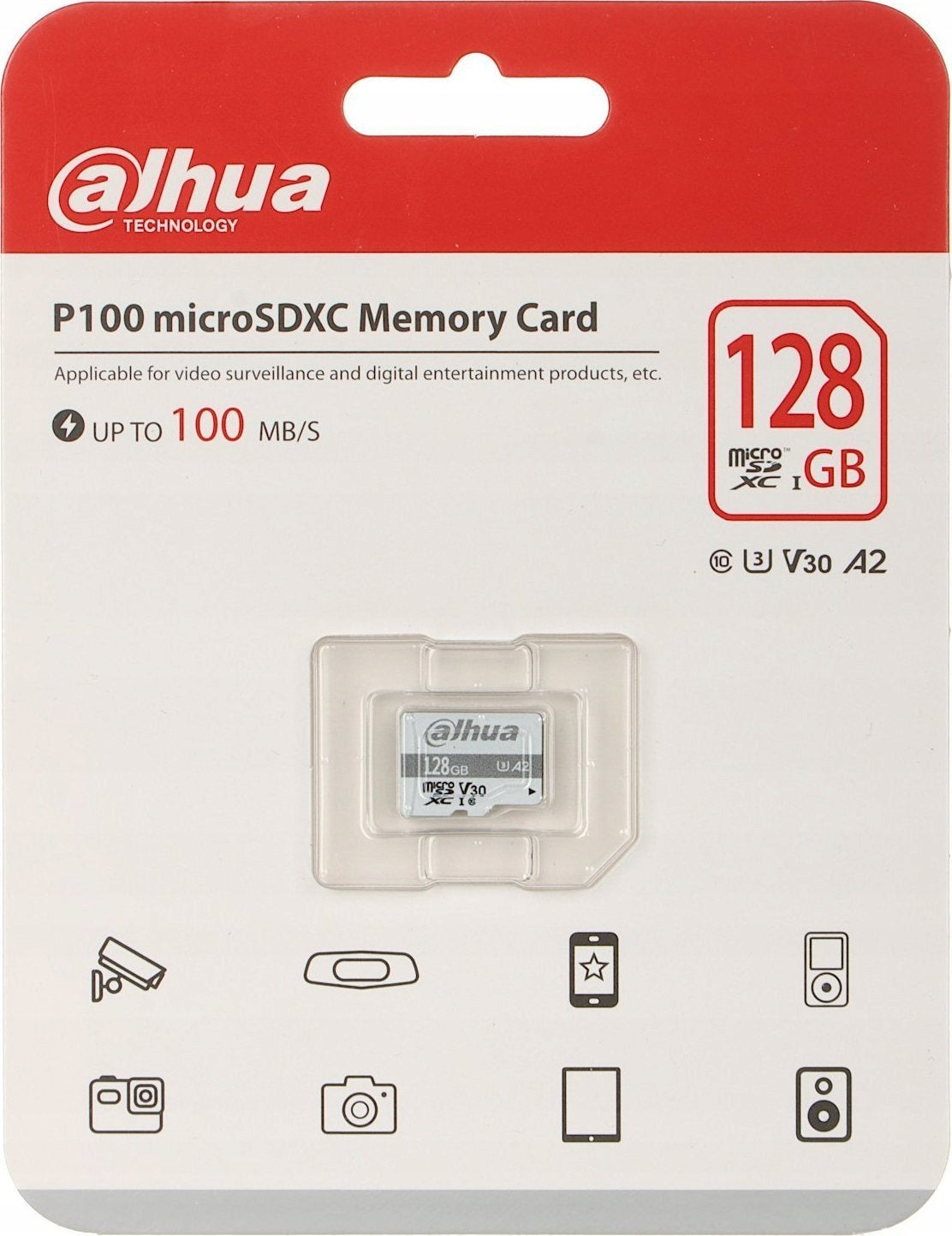 MicroSD Memory Card 128GB Dahua P100 V30 U3 A1 4K UHD GoPro Drone Camera