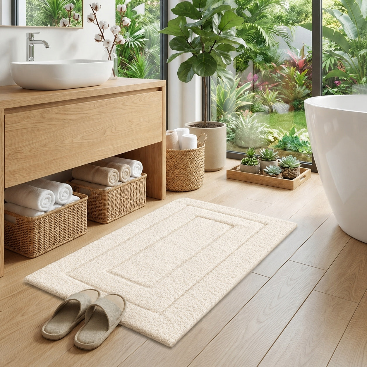 Microfiber Absorbent Bathroom Rug 80x50 cm Non-Slip Product width 50 cm
